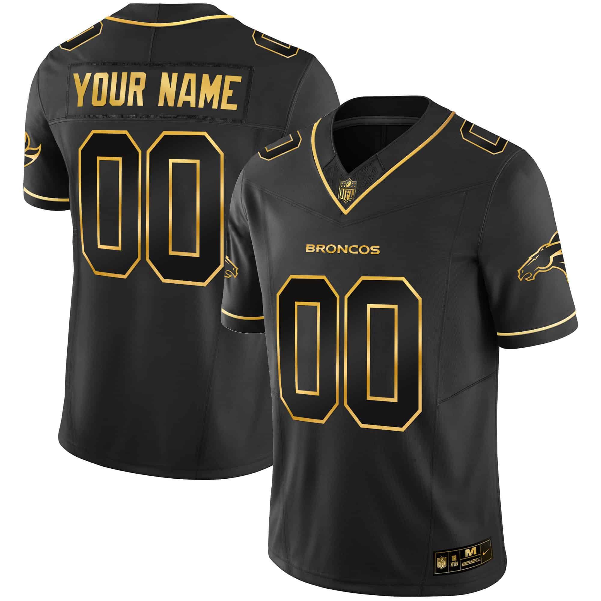 Men Denver Broncos Black Gold 2024 Nike Vapor Limited Custom NFL Jersey style 2->customized nfl jersey->Custom Jersey